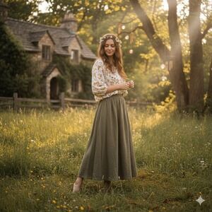 Anthropologie Hester & Orchard Harmony Lace Floral Blouse L Peasant Boho Cottage